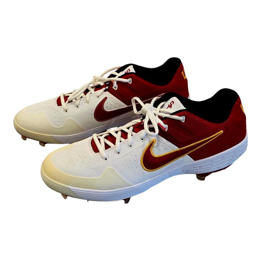 Nike Alpha Huarache Elite 2 Low P USC Trojans Baseball White Size 14 AV2470-104